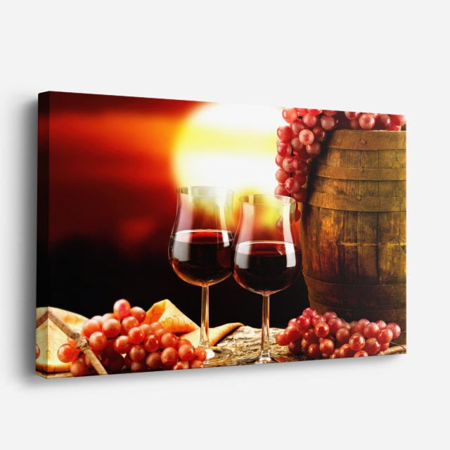cuadro canvas vino atardecer de vino horizontal