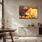 cuadro canvas vino queso y vino horizontal