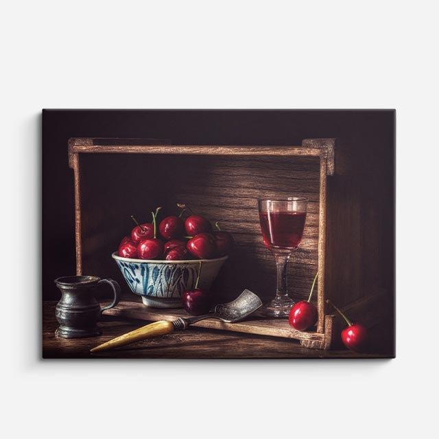 cuadro canvas vino bodegon de vino horizontal