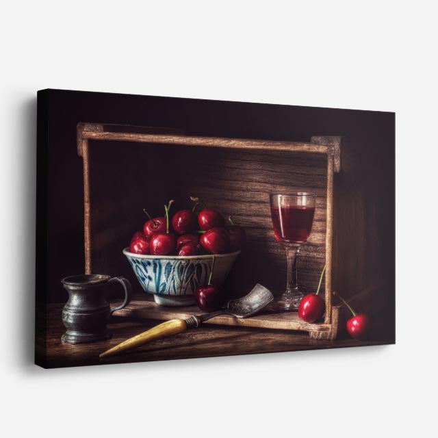 cuadro canvas vino bodegon de vino horizontal