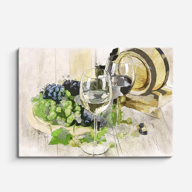 cuadro canvas vino acuarela de vino horizontal