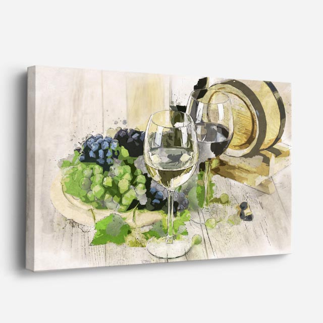 cuadro canvas vino acuarela de vino horizontal