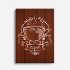cuadro canvas de café emblema de café sobre fondo de madera estilo rústico estilo rústico