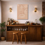 cuadro canvas de café línea de café y taza minimalista en tonos suaves estilo minimalista
