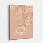 cuadro canvas de café línea de café y taza minimalista en tonos suaves estilo minimalista