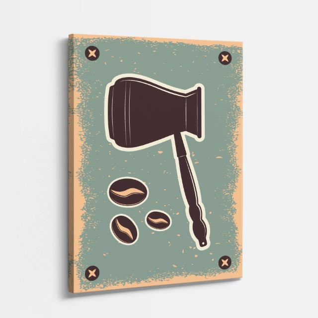 cuadro canvas de café herramienta de café con composición retro desgastada estilo retro