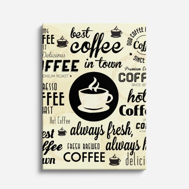 cuadro canvas de café poster tipográfico de café con estética urbana y moderna estilo urbano