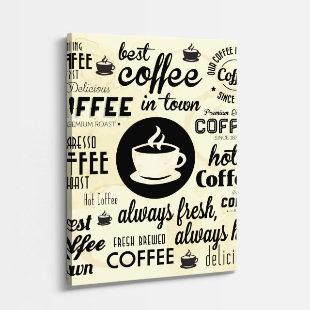 cuadro canvas de café poster tipográfico de café con estética urbana y moderna estilo urbano