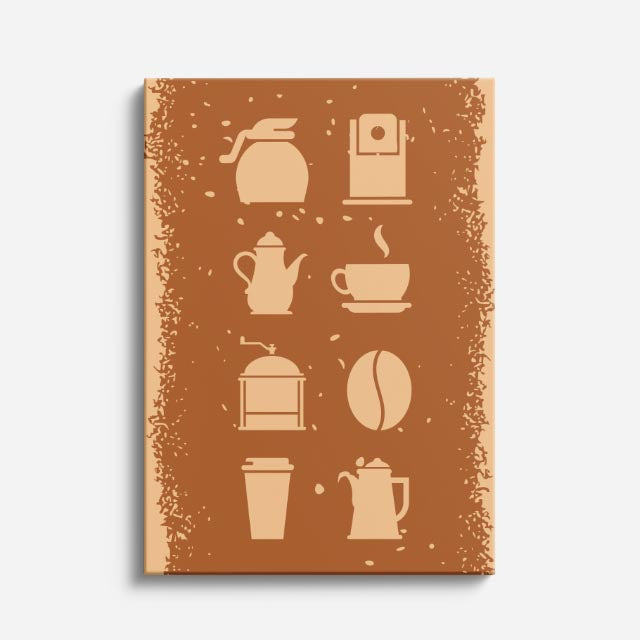 cuadro canvas de café íconos de utensilios de café en estilo minimalista estilo minimalista