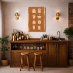 cuadro canvas de café íconos de utensilios de café en estilo minimalista estilo minimalista