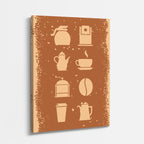cuadro canvas de café íconos de utensilios de café en estilo minimalista estilo minimalista