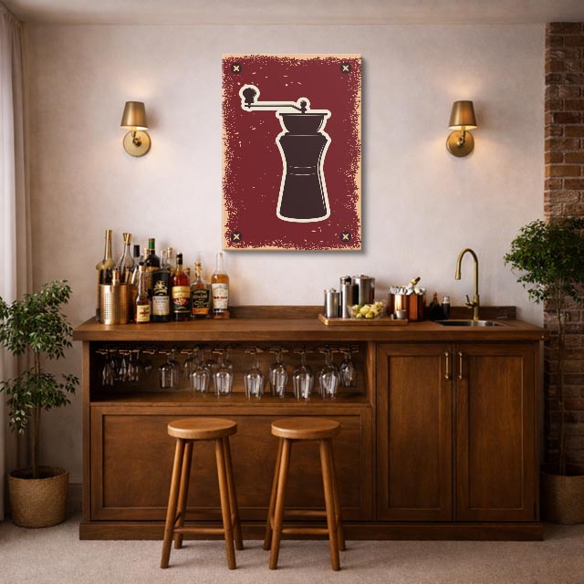 cuadro canvas de café cafetera moka en diseño vintage de alto contraste estilo vintage