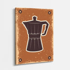 cuadro canvas de café cafetera moka en composición retro y cálida estilo retro