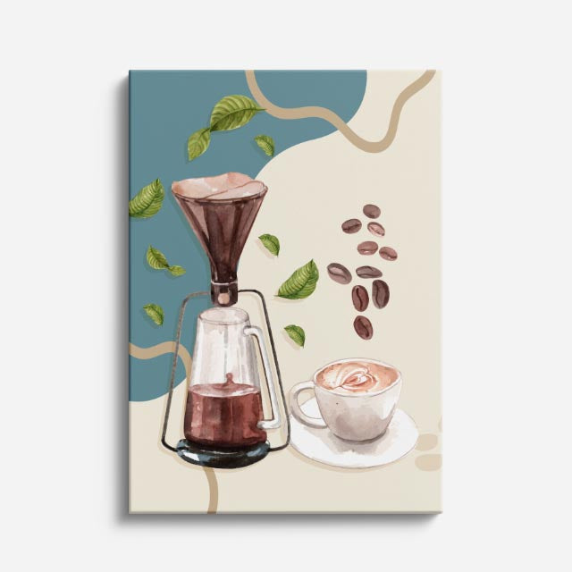 cuadro canvas de café preparación de café filtrado con estética artesanal y orgánica estilo artesanal