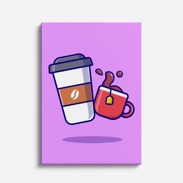 cuadro canvas de café vaso para café y taza en ilustración pop estilo pop