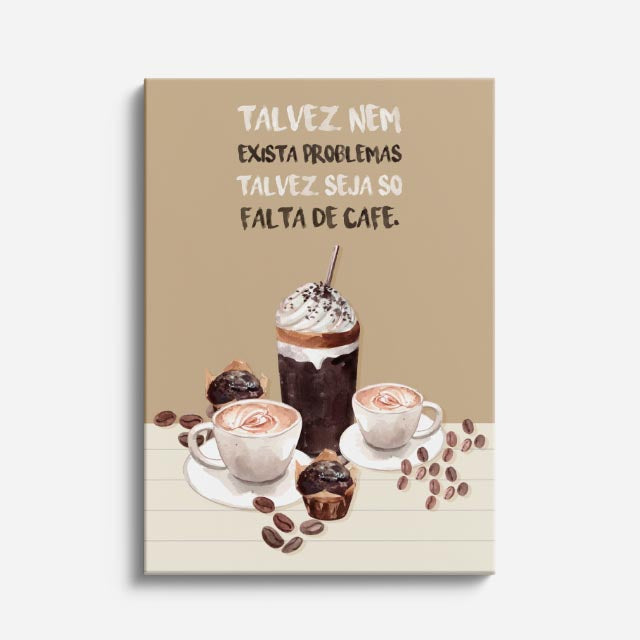 cuadro canvas café tipográfico sin falta de café estilo cálido