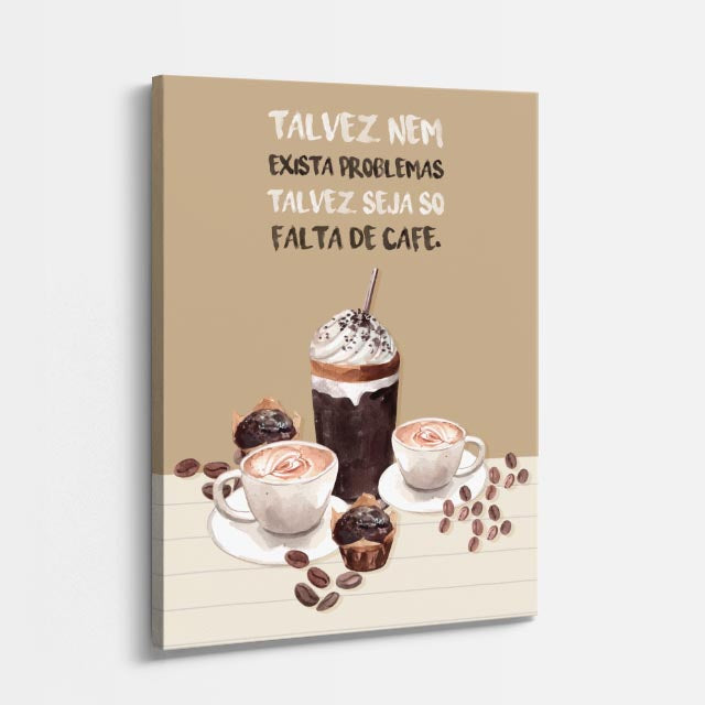 cuadro canvas café tipográfico sin falta de café estilo cálido