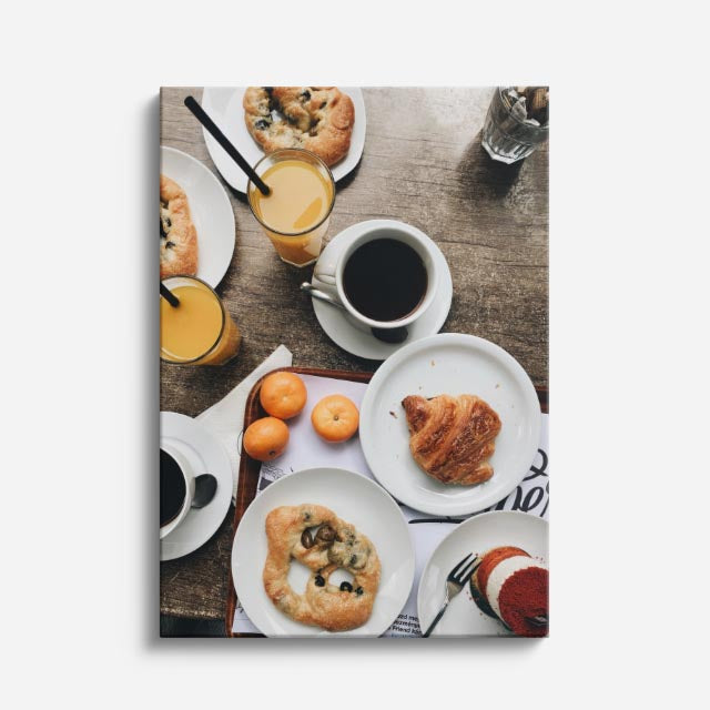 cuadro canvas mesa de desayuno con café estilo acogedor