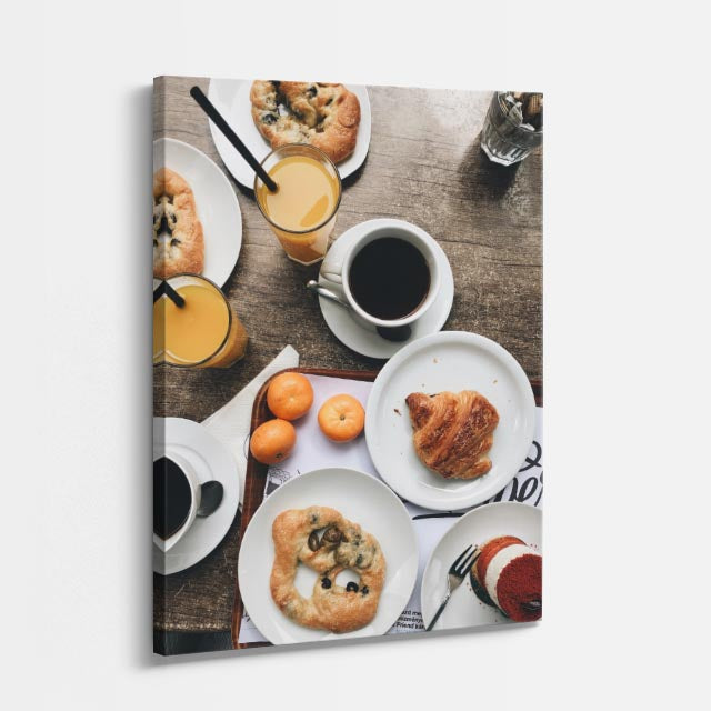 cuadro canvas mesa de desayuno con café estilo acogedor