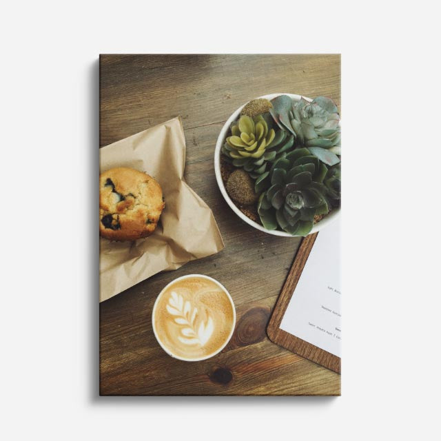 cuadro canvas latte con suculentas estilo natural contemporáneo