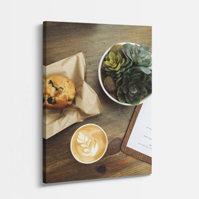 cuadro canvas latte con suculentas estilo natural contemporáneo