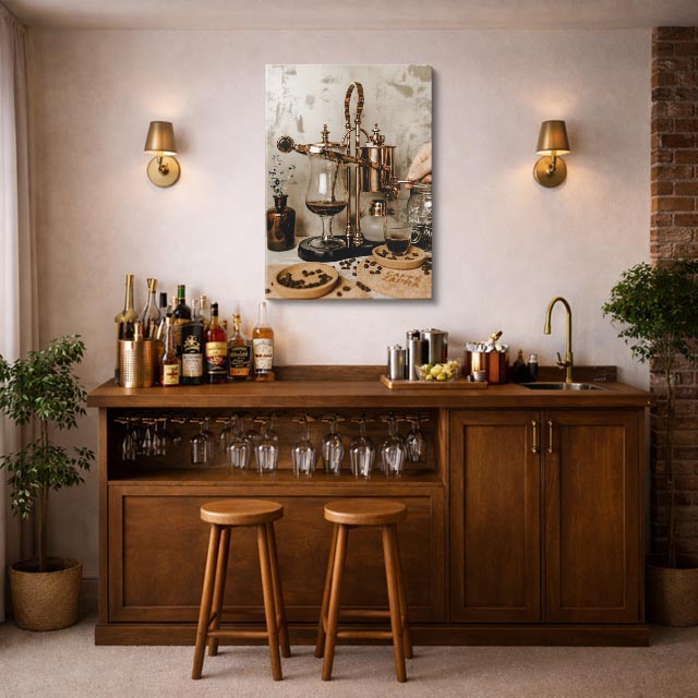 cuadro canvas alquimia de café estilo artesanal elegante