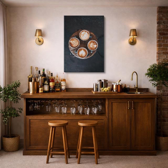 cuadro canvas ronda de latte estilo cálido contemporáneo