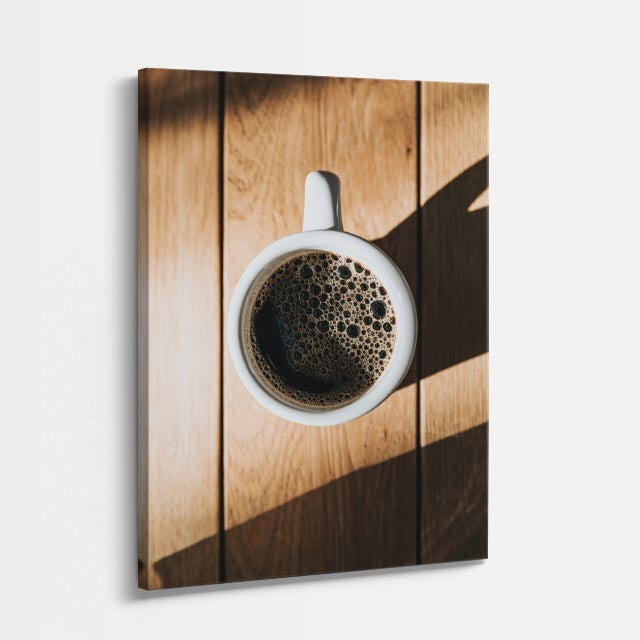 cuadro canvas espresso con luz natural estilo minimalista