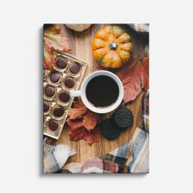 cuadro canvas café y chocolates de otoño estilo cálido