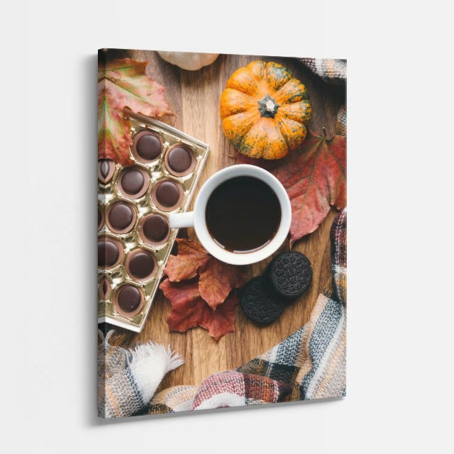 cuadro canvas café y chocolates de otoño estilo cálido