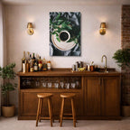 cuadro canvas café con follaje estilo botánico sofisticado