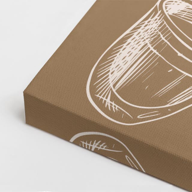 cuadro canvas taza de café ilustrada estilo clásico cálido