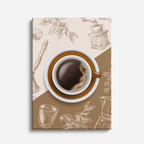 cuadro canvas taza de café ilustrada estilo clásico cálido