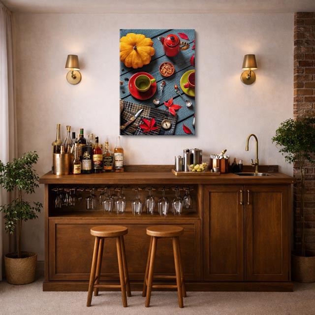 cuadro canvas café con tonos rojos estilo intenso contemporáneo