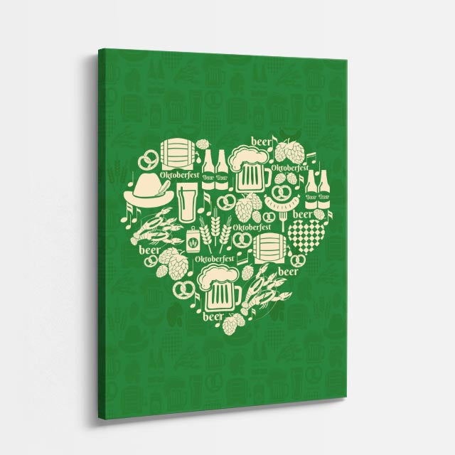 cuadro canvas corazón de cerveza estilo gráfico alegre