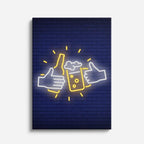 cuadro canvas brindis de cerveza estilo neón social