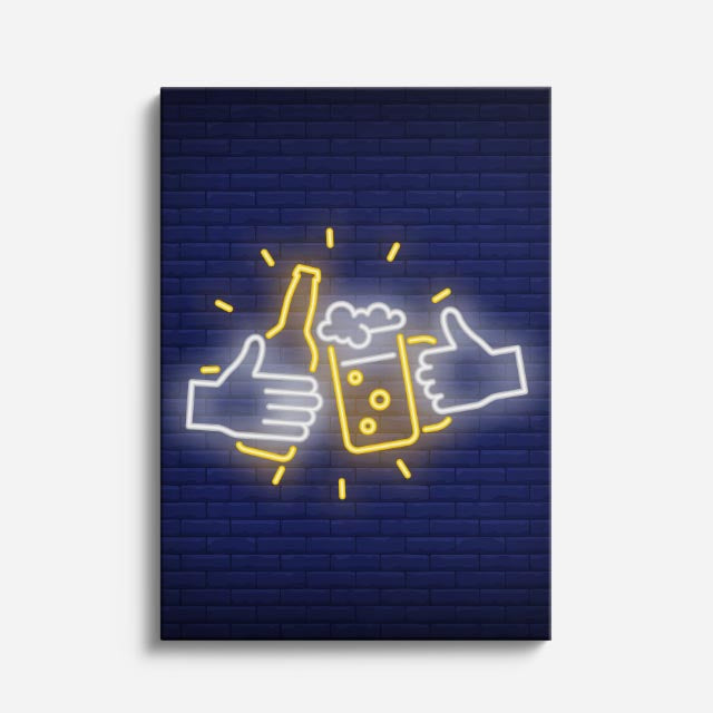 cuadro canvas brindis de cerveza estilo neón social