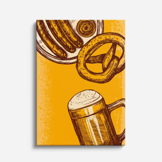cuadro canvas cerveza dorada estilo retro cálido
