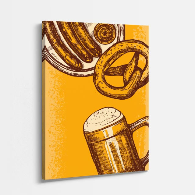 cuadro canvas cerveza dorada estilo retro cálido