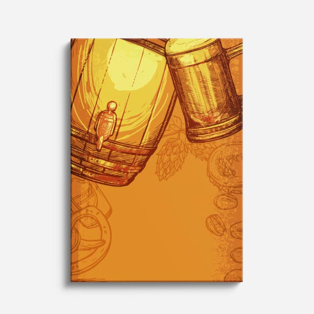 cuadro canvas cerveza brindis dorado estilo decorativo
