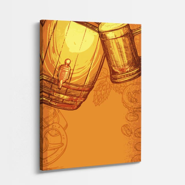 cuadro canvas cerveza brindis dorado estilo decorativo
