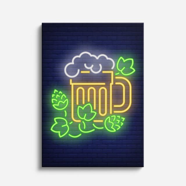 cuadro canvas cerveza neón cervecero estilo decorativo