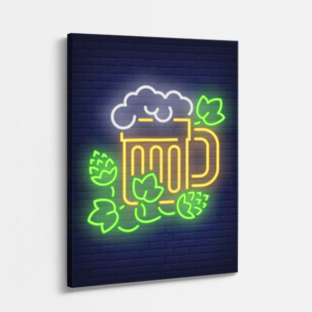 cuadro canvas cerveza neón cervecero estilo decorativo