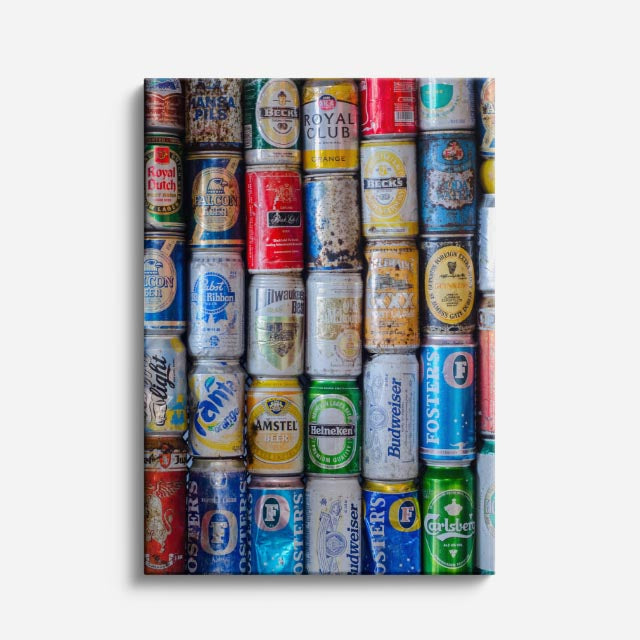 cuadro canvas cerveza muro de latas estilo decorativo