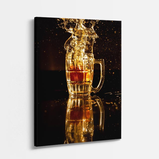 cuadro canvas cerveza explosión dorada estilo decorativo