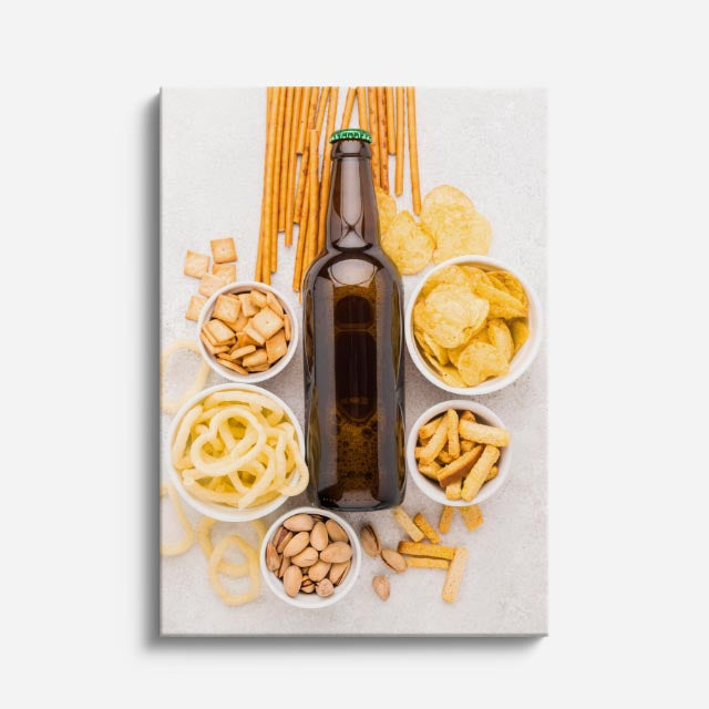 cuadro canvas cerveza snack y cerveza estilo decorativo