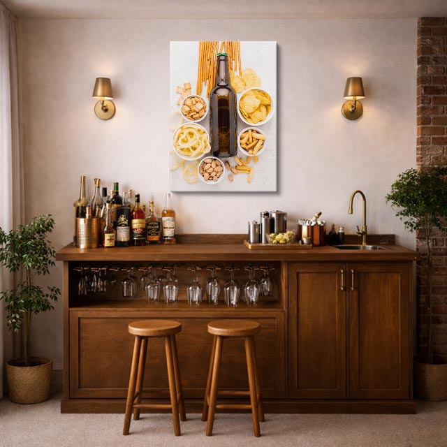 cuadro canvas cerveza snack y cerveza estilo decorativo