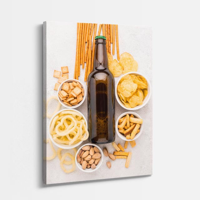cuadro canvas cerveza snack y cerveza estilo decorativo