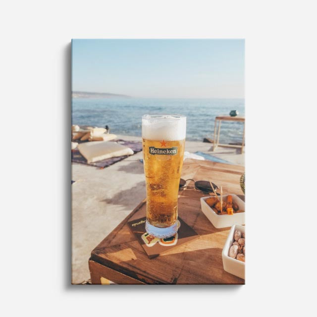 cuadro canvas cerveza playa dorada estilo contemporáneo