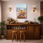 cuadro canvas cerveza playa dorada estilo contemporáneo